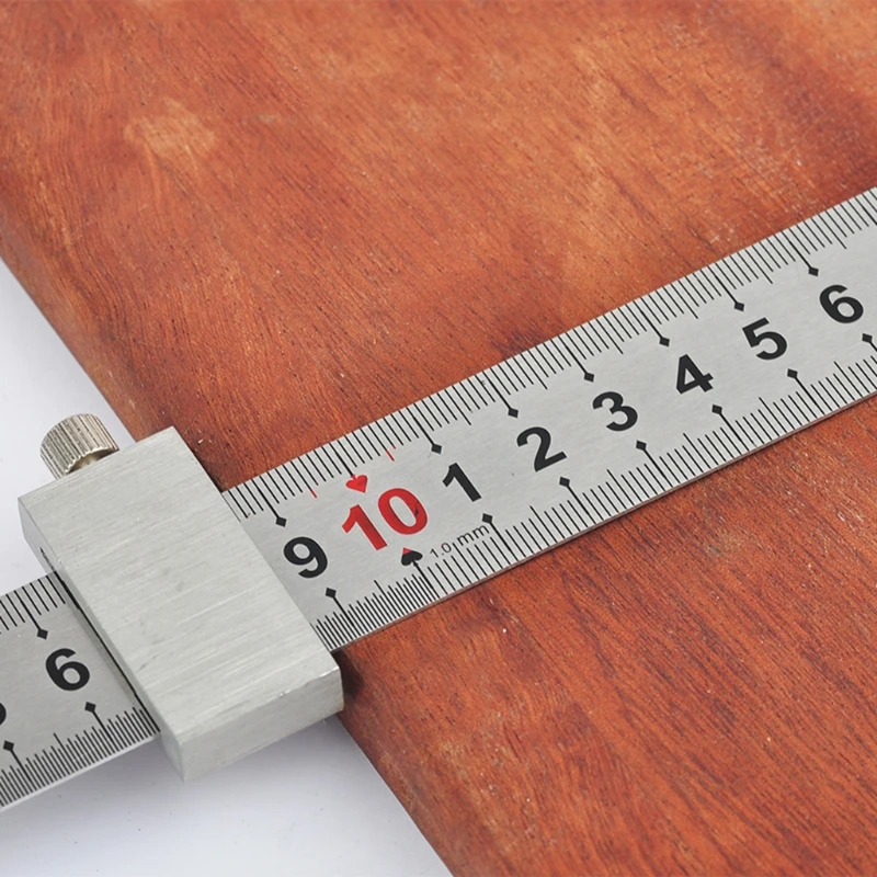 

K1KA Steel Ruler Positioning Block Stop Block Woodworking Line Locator DIY Measuring Tool Fixed Steel Ruler Universal