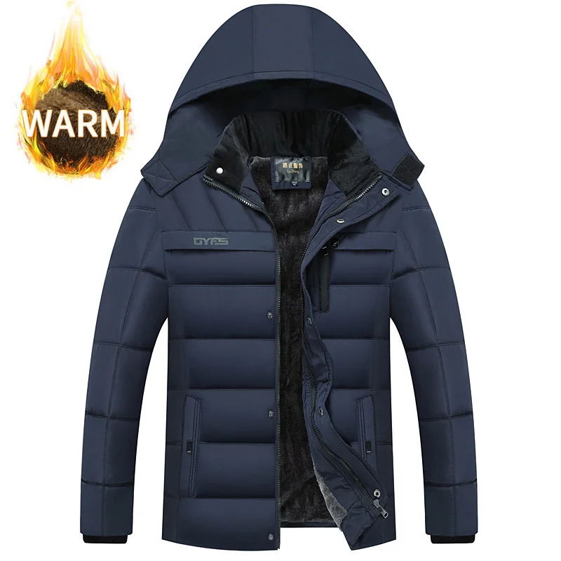Зимняя мужская куртка утепленные парки теплое шерстяное пальто с капюшоном