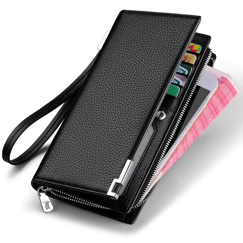 

Leather Men's business handbag Long Fashion Wallet Zipper multi card holder high-end brand wallet mobile phone bag