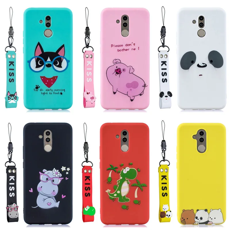 Мягкий чехол для телефона с ремешком для Huawei 2019 Y6 Y7 Y9 Mate 20 Lite, чехол с мультяшными животными для Huawei Mate 30 Pro Nova 3i, чехол