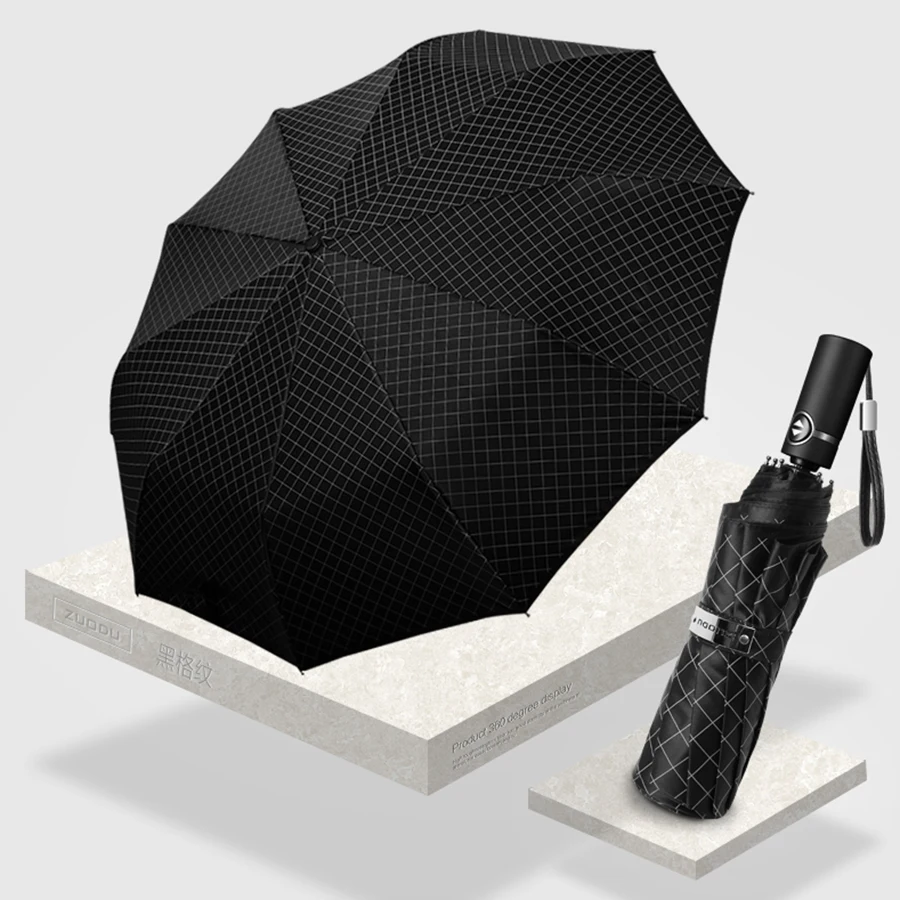 

Business Rain Umbrella Men Fully Automatic Folding Luxury Strong Windproof Umbrella Black Storm Resistant Car Parasol Rain Gear