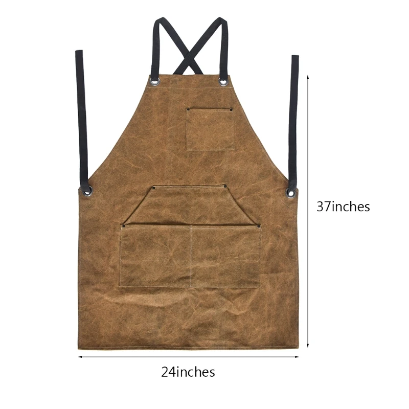 

BBQ Canvas Apron Chef Kitchen Apron with Pockets for Cooking Artist Painting Home Barber Coffee Restaurant Garden Tool Apron