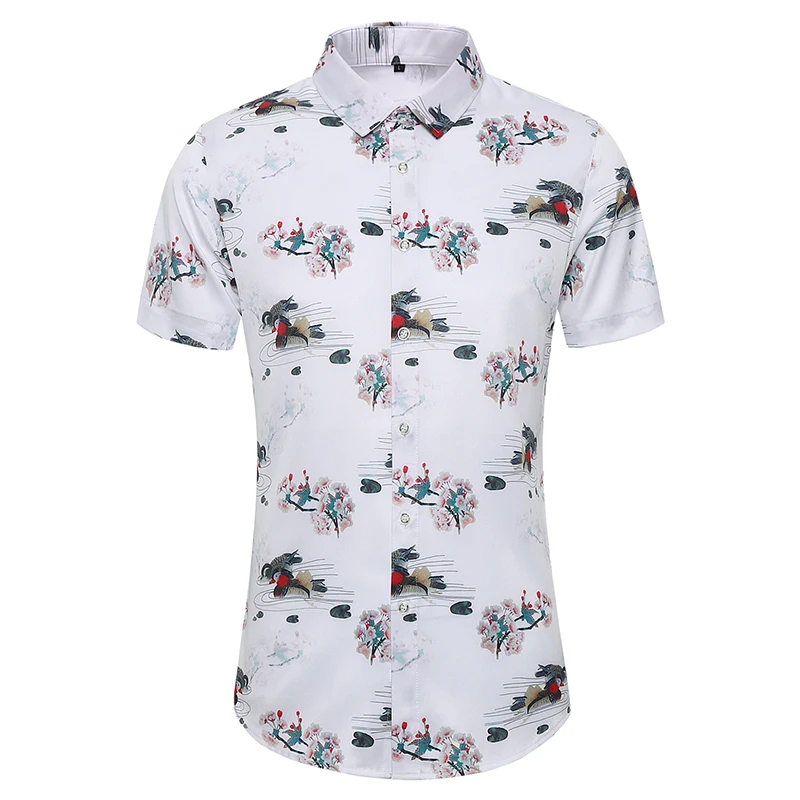 Мужская рубашка с коротким рукавом повседневная классическая принтом в