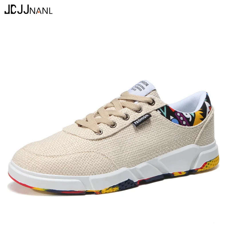 Повседневная Вулканизированная обувь для мужчин прошитая парусиновая на