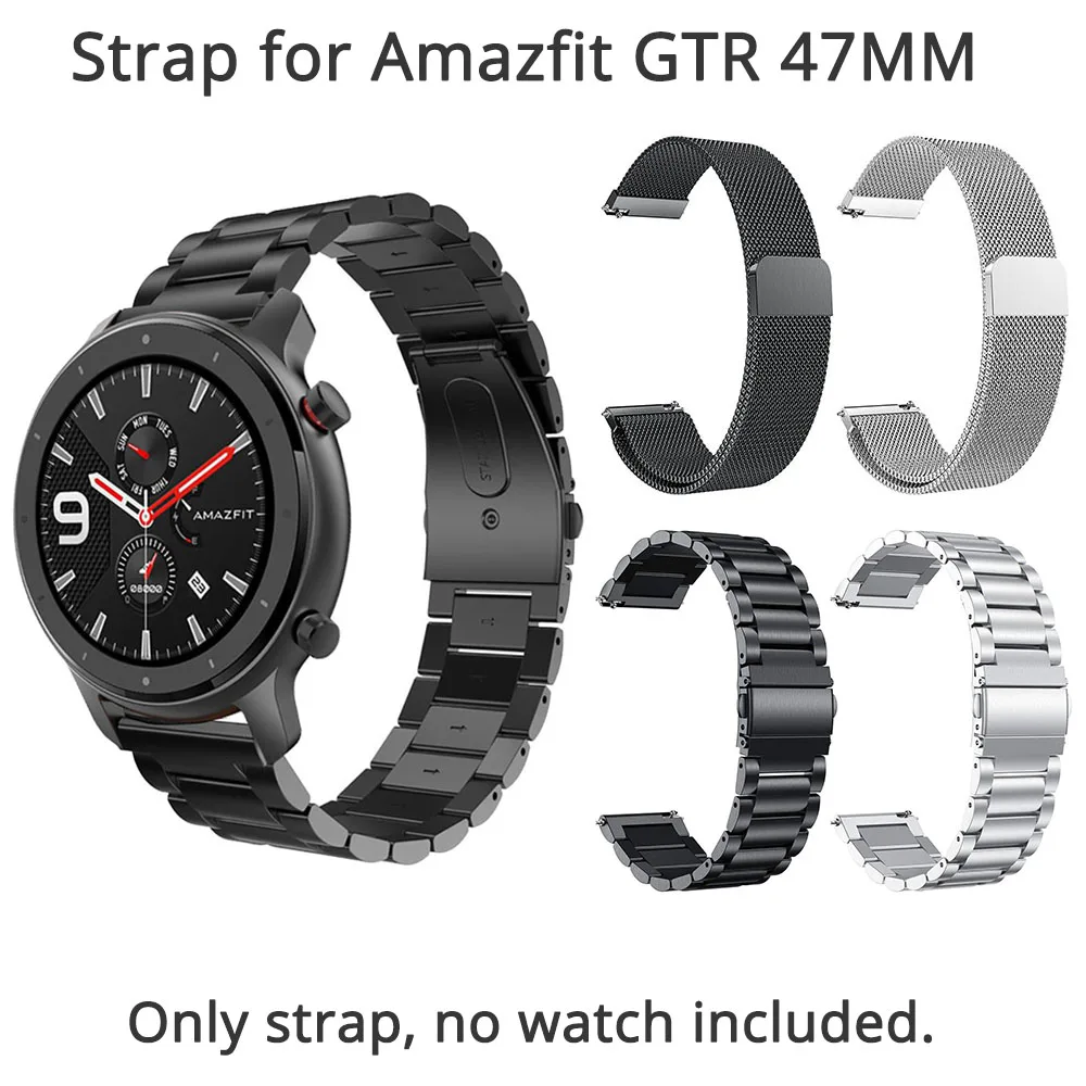 22 мм ремешок для Huami Amazfit GTR 47 Смарт часы стальной металлический Милан