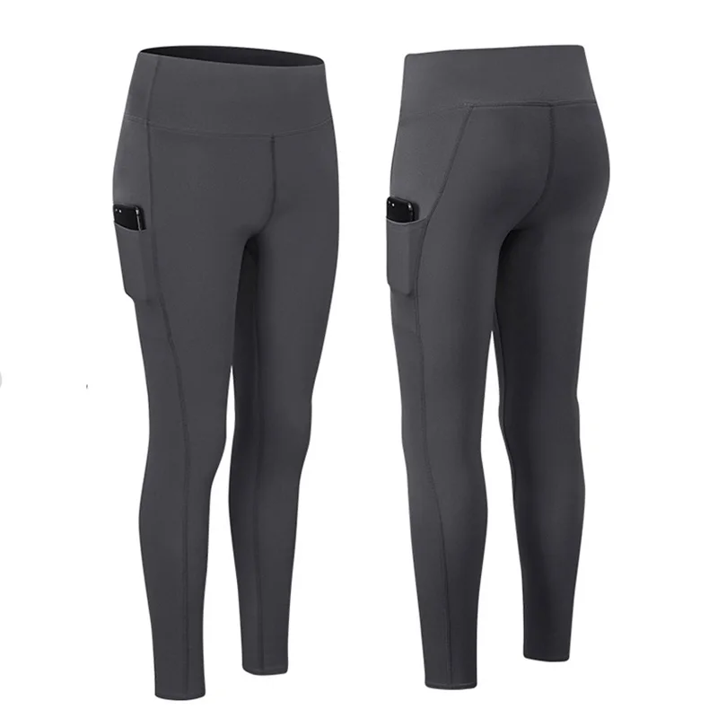 

New Style Bilateral Brocade Yoga Pants Women's Semaless Leggings High Waist Tummy Control Sportswear Pocket Fitness Trousers