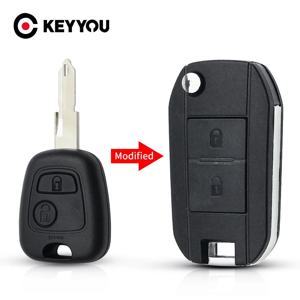 Модифицированный флип-брелок KEYYOU для автомобиля Peugeot 206 207 Citroen C2 C3 Xsara Picasso Remote 2