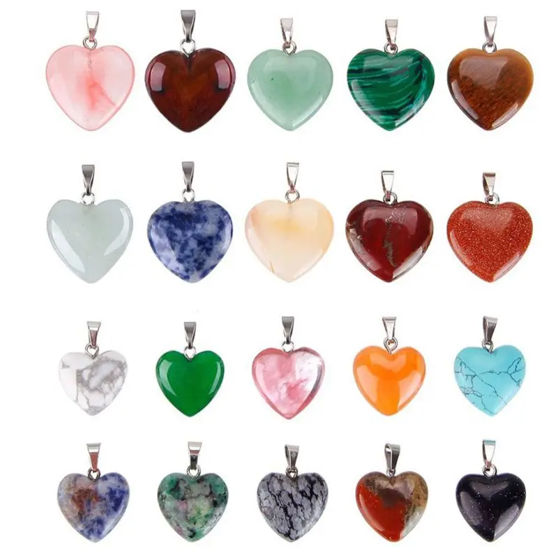 

20Pcs Heart Healing Crystal Chakra Quartz Stone Gemstone Pendant Jewelry Making M0XF