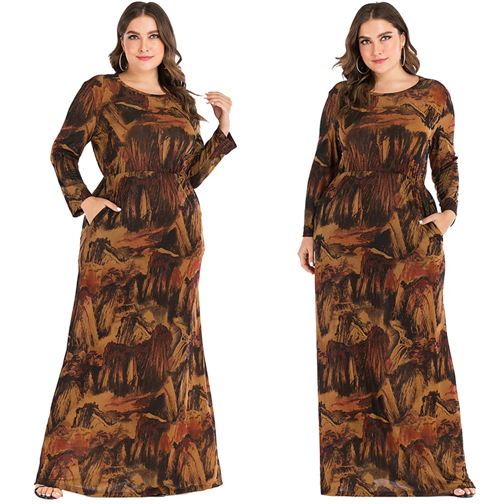 Женское длинное платье макси с цветочным принтом|Мусульманская одежда| |