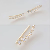 ear clip ear crawlers gold color clear rhinestone non piercing earrings for women girl party wedding club jewelry gift 1 pair