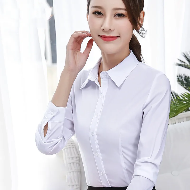 Korean Fashion Women Shirts OL White Shirt Blusas Mujer De Moda 2019 Tops and Blouses Elegant Cotton Plus Size |