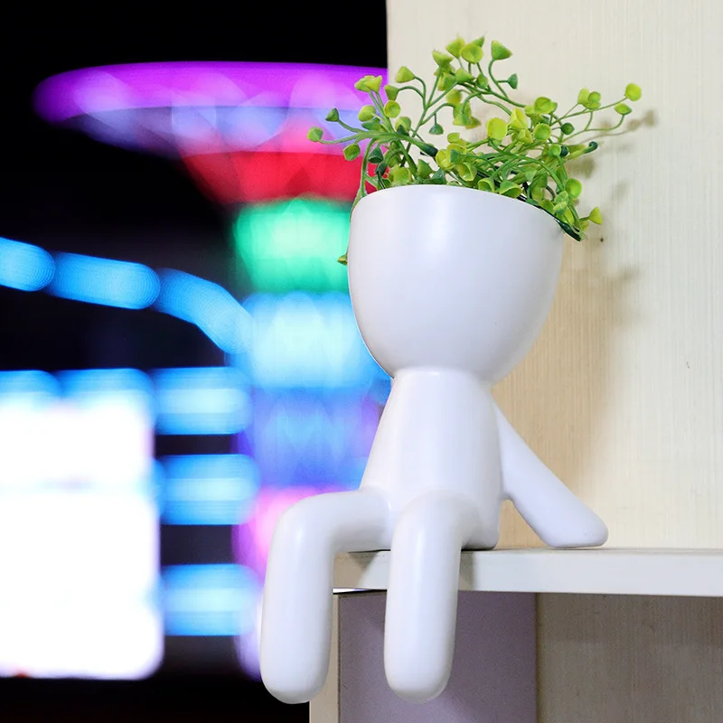 Гуманоид Керамика цветочный горшок персонажа сидя ваза скульптура горшки для