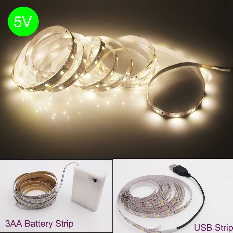 Светодиодная лента 50 см 1 м 2 3 4 5 в постоянного тока USB лампа 2835 SMD не