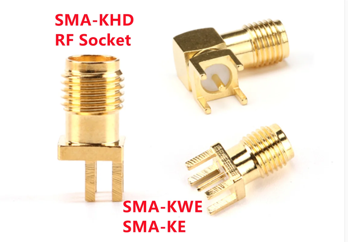 

5pc SMA-KWE SMA-KE SMA-KHD radio frequency socket gold-plated connector inner hole needle horizontal RF antenna seat bent