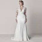 Кружевное платье-Русалка с V-образным вырезом и аппликацией, свадебное длинное платье невесты на заказ, свадебное платье, весеннее платье
