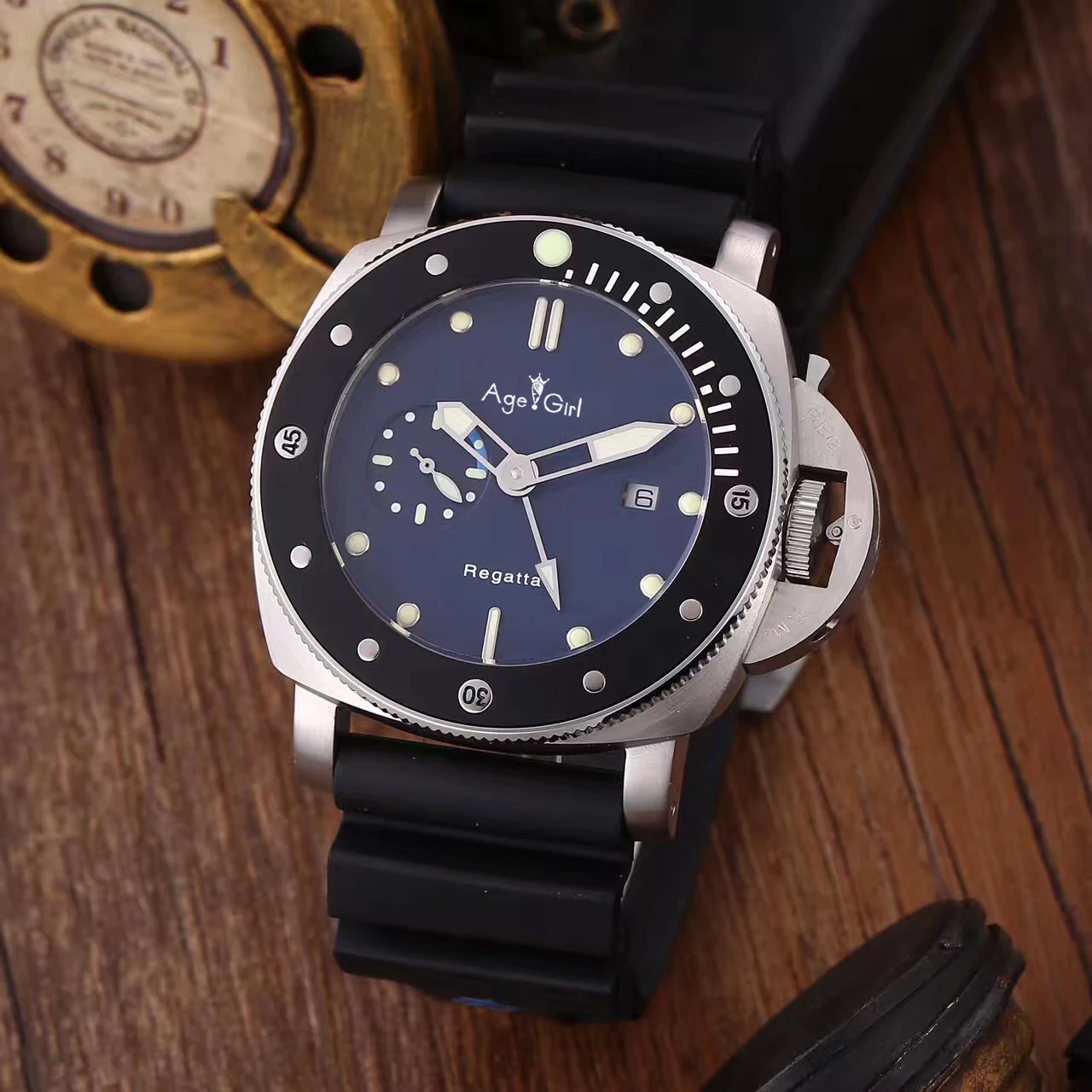 

Classic New Men Automatic Mechanical Sapphire Stainless Steel Silver Black Ceramic Leather Watch 3-Days GMT Luminous AAA+