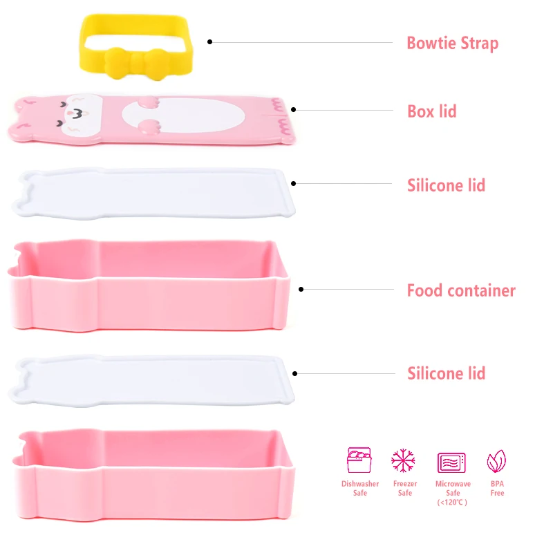 Портативный мини Bento Box контейнеры для детей милый двойной Штабелируемый