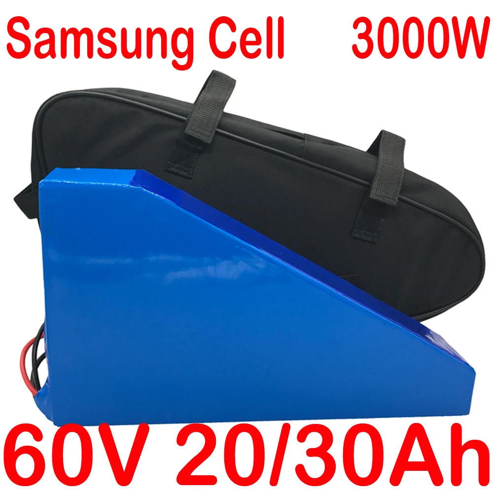 

60V Triangle Ebike Battery 60V 2000W 2500W 3000W Scooter Battery 60V 20Ah 25AH 30Ah Electric Bike Lithium Battery Samsung Cell