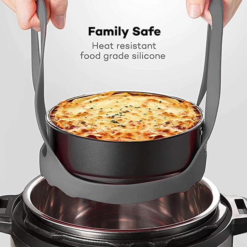 

Pressure Cooker Sling,Silicone Bakeware Sling for 6 Qt/8 Qt Multi-Function Cooker Bakeware Lifter Steamer Rack Gray