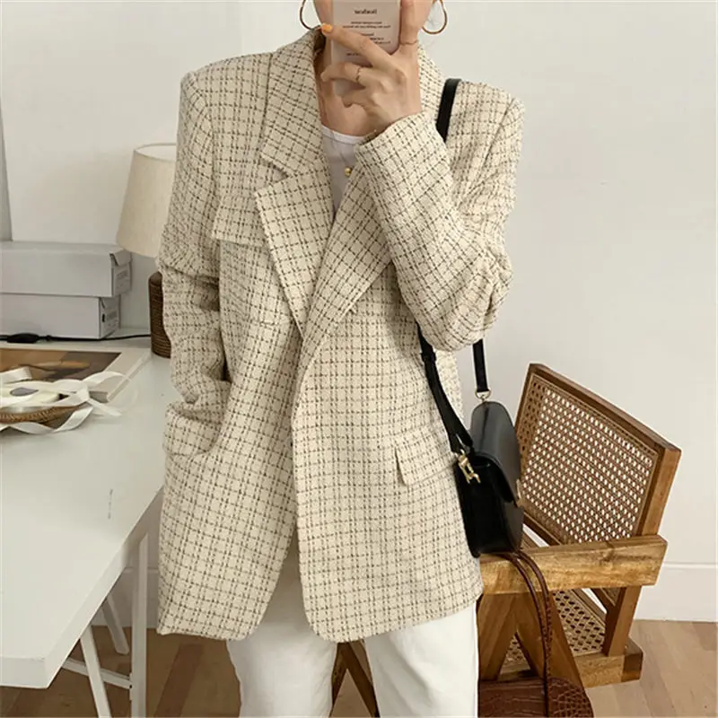 HziriP Офисная Женская клетчатая Универсальная Ретро стильная Высококачественная