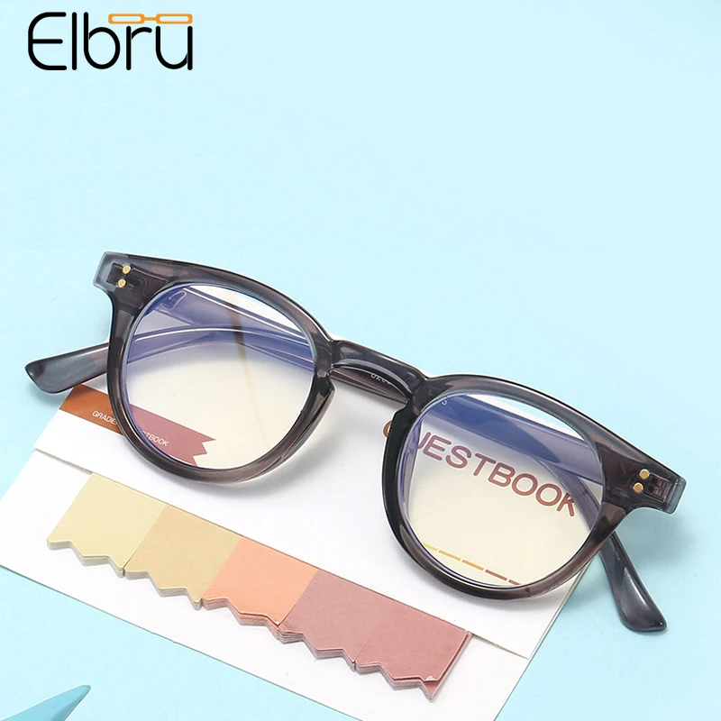 

Elbru 2021 Children Anti Blue Light Glasses Transparent Color Frame Plain Spectacles Boys Girls Eyewear Round Computer Goggles