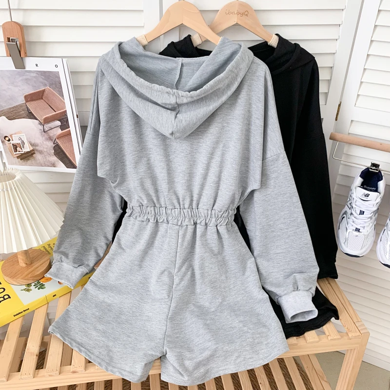 Модные комбинезоны на молнии с воротником капюшоном и длинными рукавами