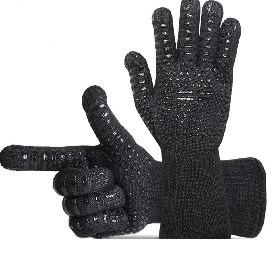 

BBQ Gloves High Temperature Resistance Oven Mitts 500 800 Degrees Fireproof Barbecue Heat Insulation Microwave Oven Gloves