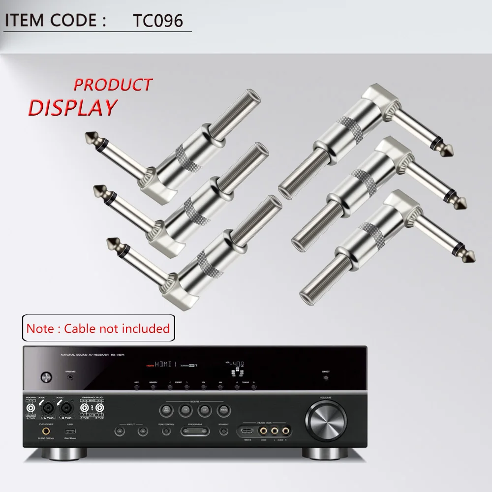 1pc 635mm male mono stecker stecker 14 rechtwinklig stecker 6 ecken mit frühling 63mm jack für elektrische gitarre pedal free global shi