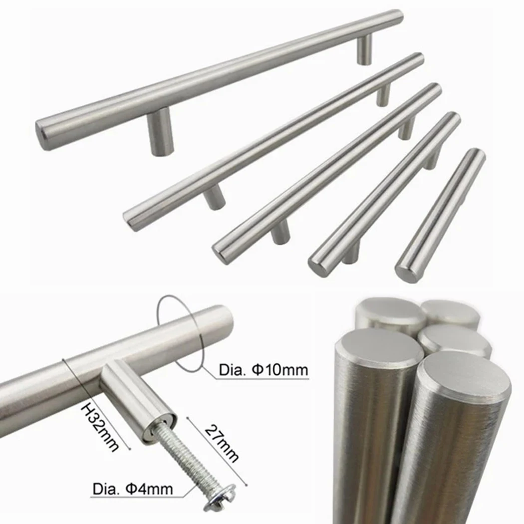 

2-4Inch Door Cabinet T Bar Handle Stainless Steel Silver Kitchen Drawer Pull Knobs Furniture Cupboard Pulls Hardware Accessories