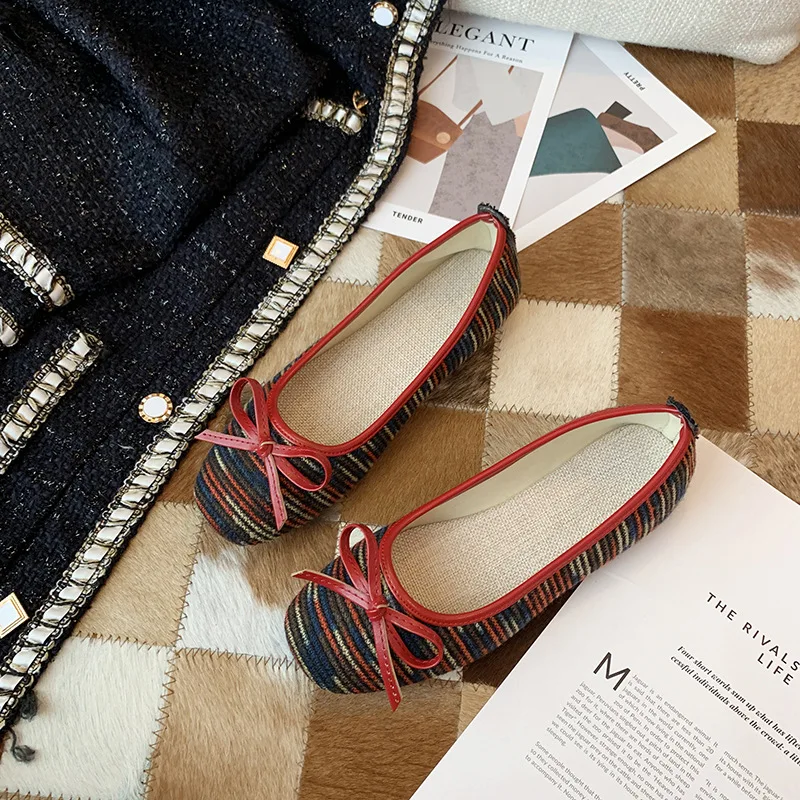 

2020 New Casual Shoes Women's Shoes Slip on Shallow Flat Shoes Woman Round Toe Colorful Bow Knot Ladies Shoes Flats Plus Size