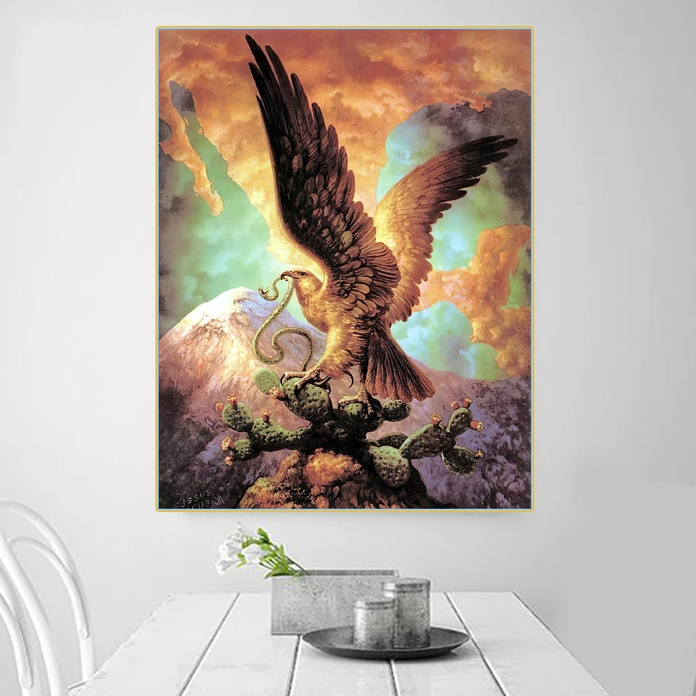 Citon Jesus Helguera《Eagle and snake》Canvas Oil Painting World Famous Artwork Poster Picture Wall Decor Modern Home Decoration | Дом и сад