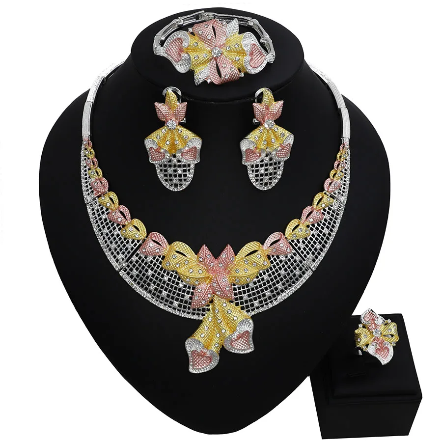 Женский комплект ювелирных изделий TSROUND серьги с цветком и бантом из кубического