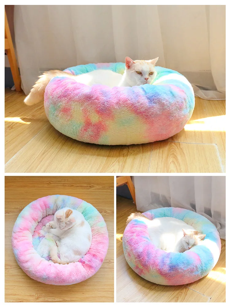 Красочная кровать для собак и кошек мягкий удобный пушистый коврик домашних