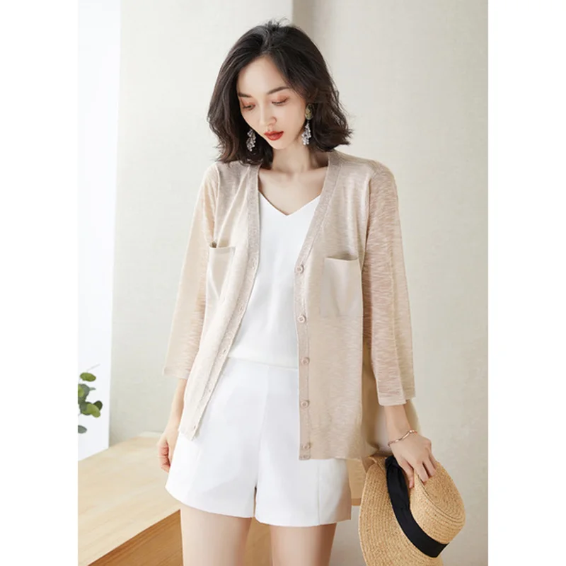 Вязаный свитер кардиган корейская мода женская Свободная вязаная куртка