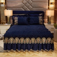 thicken quilted bed skirt plush luxury lace padded bed skirt no pillowcase velvet warm soft flat bed sheet queen king bed spread