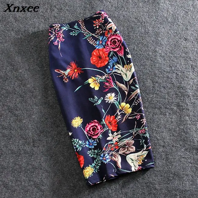 Женская юбка-карандаш с цветочным принтом до колена | одежда