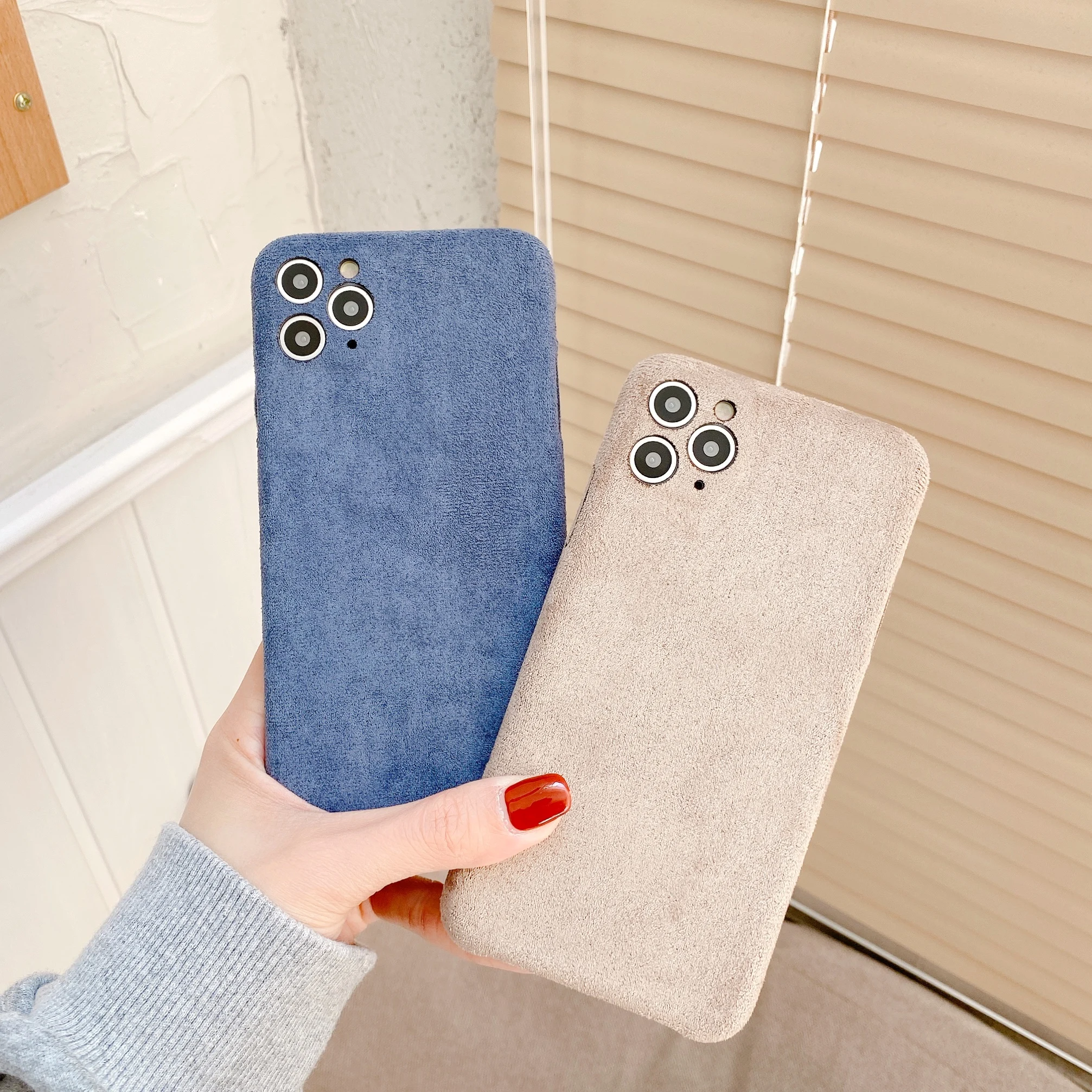 

moskado TPU Pure Color Microfiber Phone Case for iphone 11 12 13 Pro Max X XR XS Max 7 8 Plus Anti-fall Mobile Phone Soft Shell