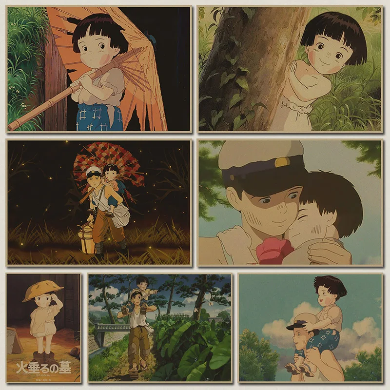 Hayao Miyazaki надгробная плита для светлячков винтажные постеры и принты декоративная