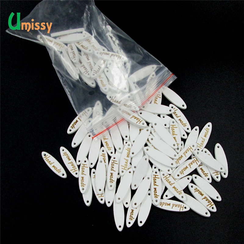 100 шт. деревянные кнопки &quotручная работа&quot буквы Швейные Кнопки 2 отверстия