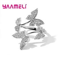 luxury butterfly shape ring for women shining cubic zircon micro paved wedding engagement trendy jewelry resizable