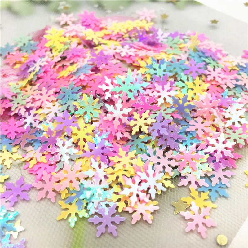 Блестки в виде снежинок разных цветов 5 мм 10 разные размеры блестки искусственные