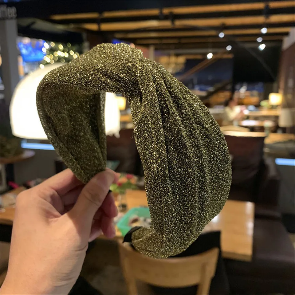 

New Fashion Headband Shining Sequin Hairband Soft High Quality Hairband Girls Solid Glitter Mesh Headwear Women Hair Accessories