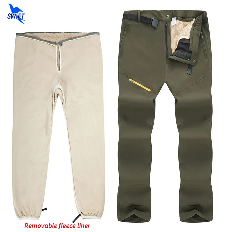 

Men Women Winter 2 in 1 Warm Skiing Pants Waterproof Windproof Removable Fleece Liner Trousers Outdoor Trekking Hiking Clothing