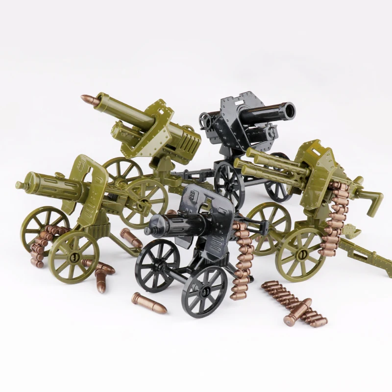 1 шт. строительный блок MOC военное оружие Gatling Тяжелая пулемет Трипод WW2 армейское