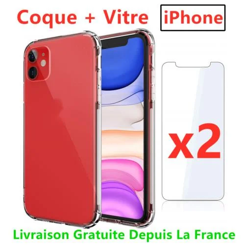 

2Vitre verre trempé Film Protection Ecran + Coque For iPhone 6/7/XR/XS/11/Pro/Max/12