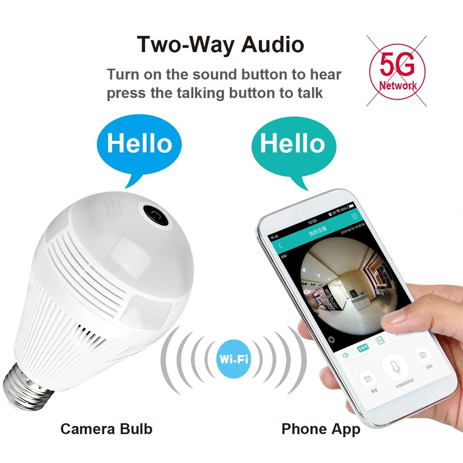 Беспроводная панорамная мини-камера ночного видения с углом обзора 360 градусов и