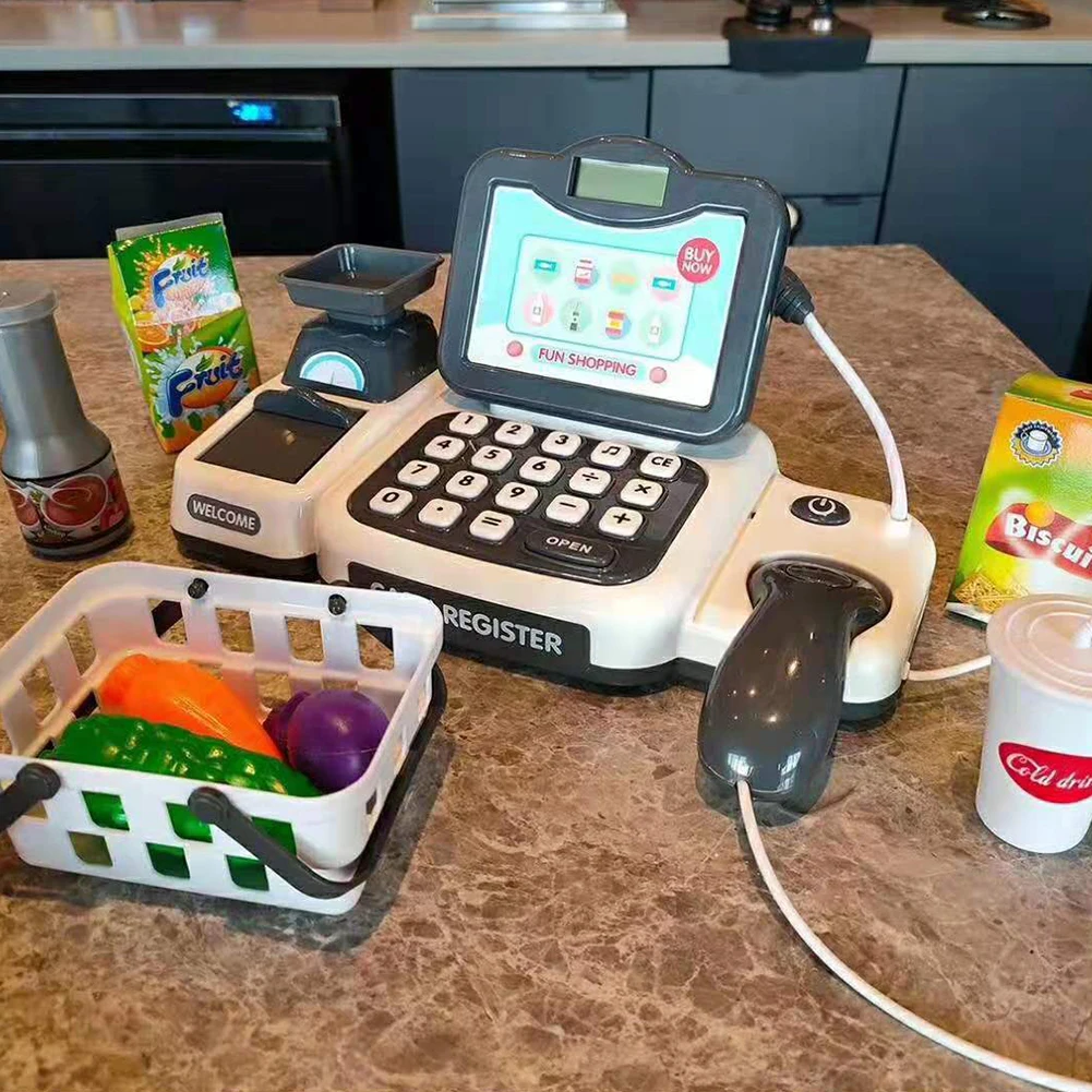

Cash Register Toy Scanner Multifunctional Vegetables Fruits Checkout Simulation Gifts Parents Children Shop Cashier Pretend Play