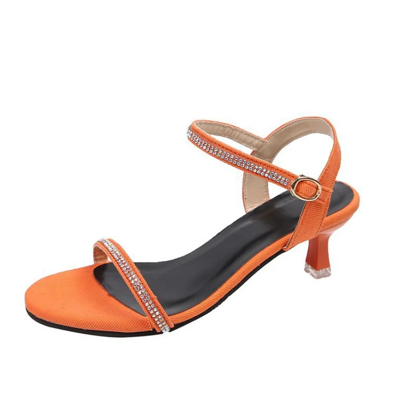 

Ladies Sandals Summer Women Sandals Rhinestone Word Buckle Simple Fashion Large Size Sandals Slippers Leather Gladiator Sandals