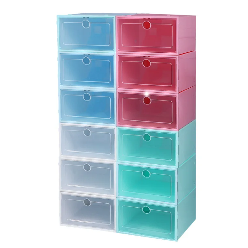 

6pcs Transparent Shoe Box Storage Shoe Boxes Thicken Dustproof Plastic Shoes Organizer Box Space Saving Shoe Cabinet Organizer