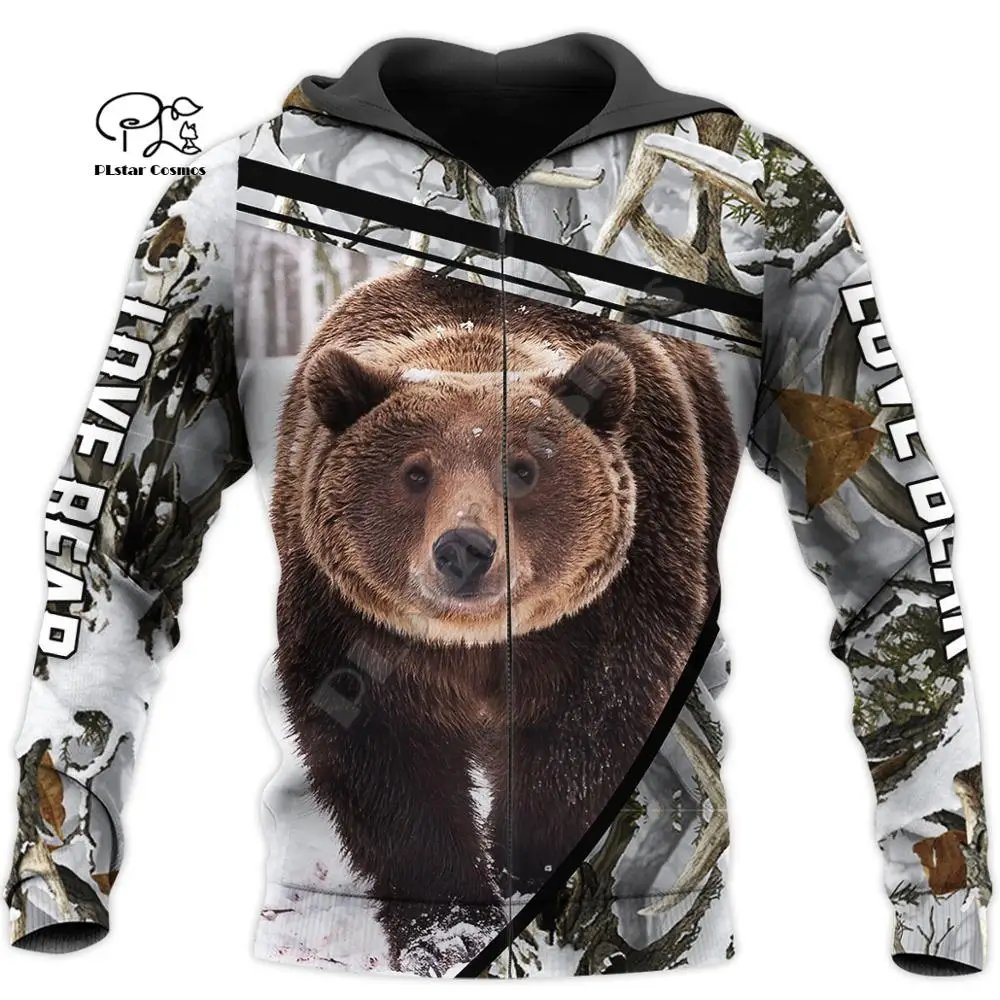 

PLstar Cosmos 3DPrint Bear Hunter Hunting Animals Funny Men/Women Harajuku Streetwear Hoodies/Zip Hoodie/Sweatshirt/Jacket/a7